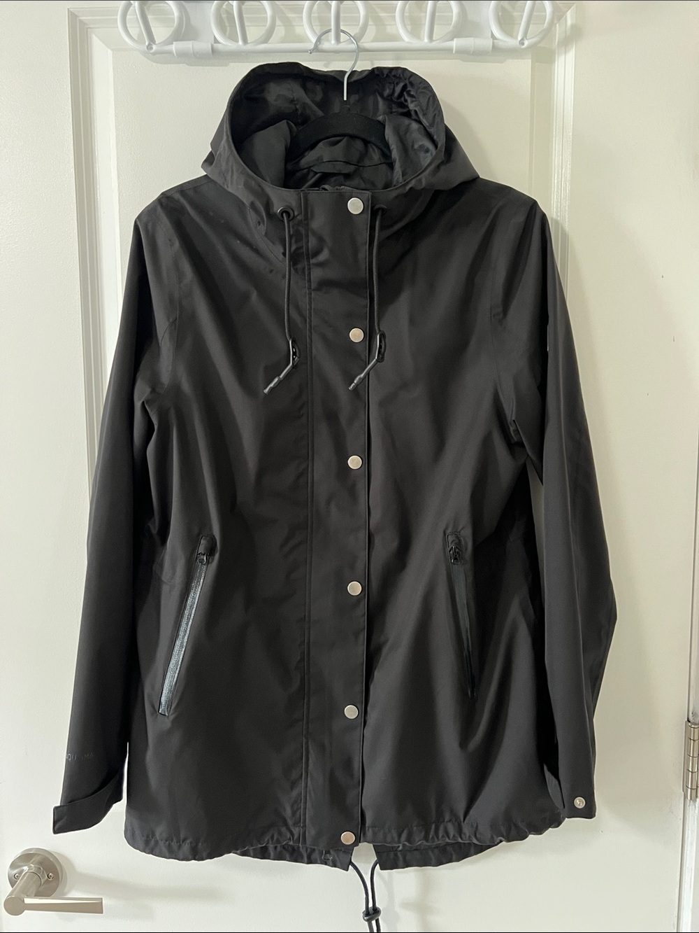 Women's Black Hooded Rain Jacket